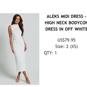 Showpo Off White High Neck Midi Dress